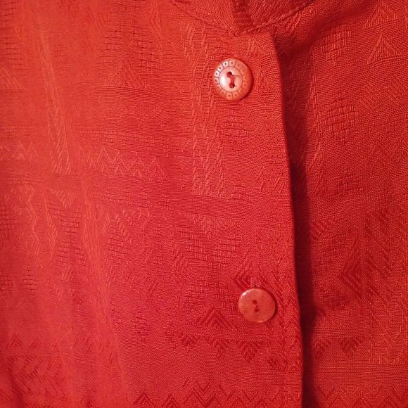 Erin London Top Linen Mandarin Shacket Tunic 2X Textured 3/4 Sleeves Orange - Picture 7 of 11